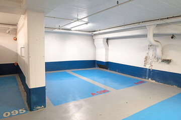 Underground parking garage, empty (no cars)
