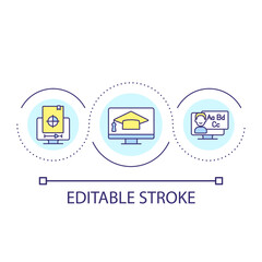 Online education loop concept icon. Distance learning. Educational software. Internet courses abstract idea thin line illustration. Isolated outline drawing. Editable stroke. Arial font used
