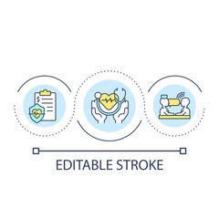 Medical appointment loop concept icon. Health checkup. Insurance plan. Healthcare coverage abstract idea thin line illustration. Isolated outline drawing. Editable stroke. Arial font used