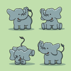 Adorable Adventures: Vector Illustration of Cute Baby Elephants suitable for logo, mascot, social media post