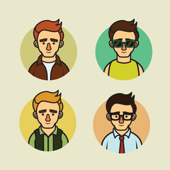 Diverse Cartoon Avatars: Expressive Male CharactersImmerse yourself in a world of colorful personalities with our collection of male cartoon avatars. Suitable for logo and mascot