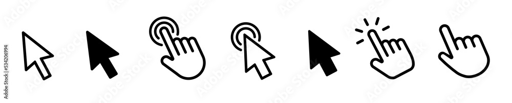 Poster clicks cursor or pointer vector icon. press or click