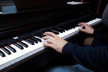 person playing music with various equipment