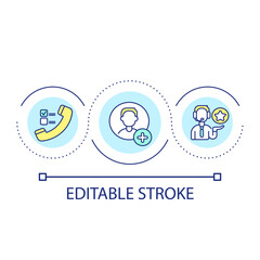 Telemarketing loop concept icon. Engage customers by telephone. Direct marketing in business abstract idea thin line illustration. Isolated outline drawing. Editable stroke. Arial font used