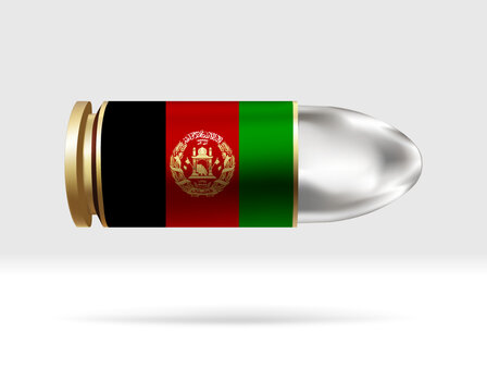 Afghanistan flag on bullet. A bullet danger moving through the air. Flag template. Easy editing and vector in groups. National flag vector illustration on background.
