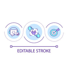 Choose customer focus group loop concept icon. Study audience behaviour. Targeting in telemarketing abstract idea thin line illustration. Isolated outline drawing. Editable stroke. Arial font used