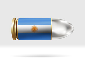 Argentina flag on bullet. A bullet danger moving through the air. Flag template. Easy editing and vector in groups. National flag vector illustration on background.