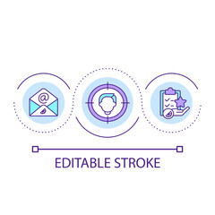 Efficient targeting in online marketing loop concept icon. Email sending. Behavior research abstract idea thin line illustration. Isolated outline drawing. Editable stroke. Arial font used