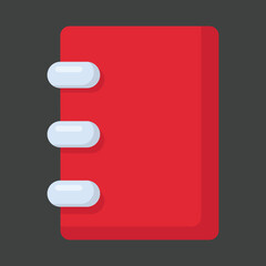 Vector graphic of red notebook. School equipment illustration with flat design style. Suitable for poster or content design assets
