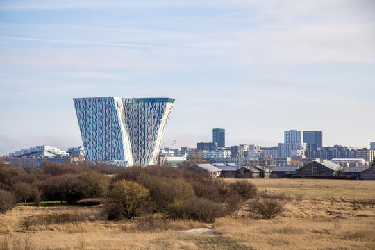 Copenhagen, Denmark - March 28, 2017: Exterior view of the Bella Sky Hotel in Orestad district