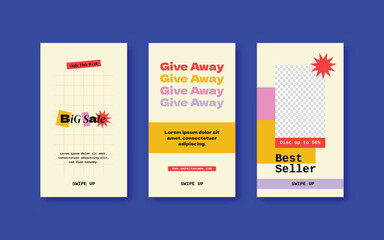 Groovy  sale social media story set template 