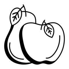 Pear and Apple Vector Icon Design, Autumn or Fall activities Symbol, Dry weather Sign, Temperate climates Elements Stock illustration, Mix Fruit Set Concept