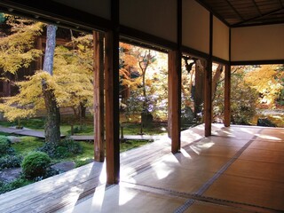 京都　蓮華寺の紅葉の風景