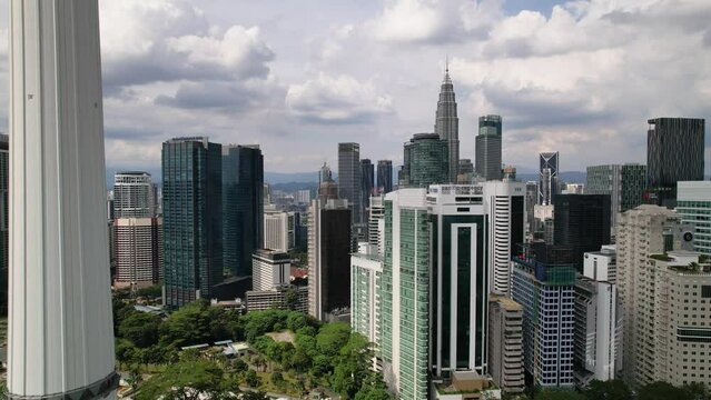 A panorama shot of the cityscape view in the middle of Kuala Lumpur city center in day time , Malaysia