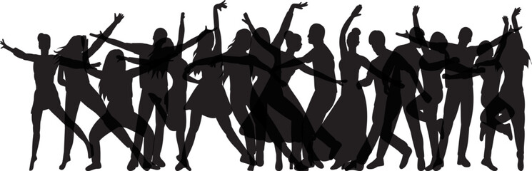 dancing people disco silhouette on white background isolated vector