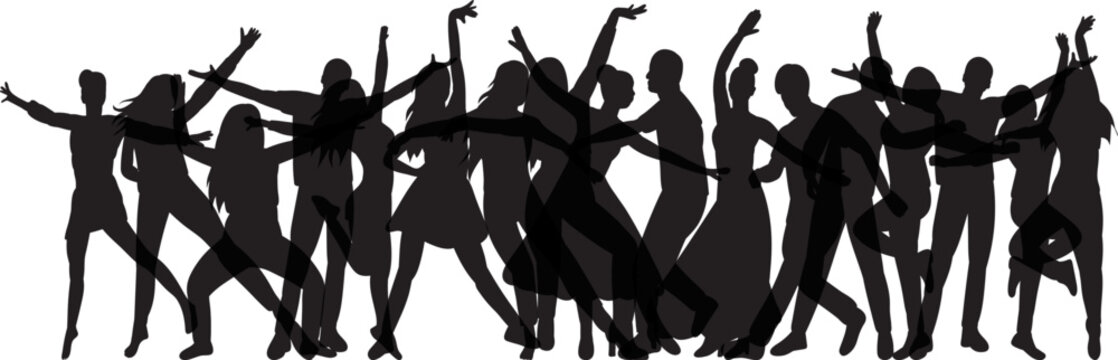 dancing people disco silhouette on white background isolated vector