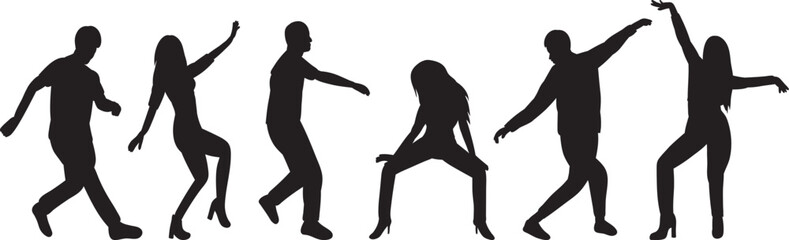 Fototapeta na wymiar dancing people silhouette on white background isolated vector