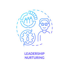 Leadership nurturing blue gradient concept icon. Benefits of calculators usage. Lead retention abstract idea thin line illustration. Isolated outline drawing. Myriad Pro-Bold font used