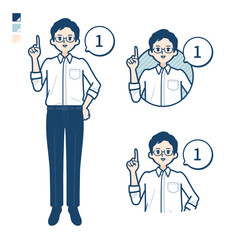 シャツを着た男性が1とカウントしているイラスト