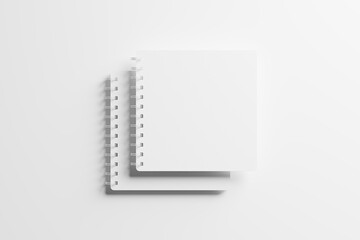 Square Spiral Notebook 3D Rendering White Blank Mockup