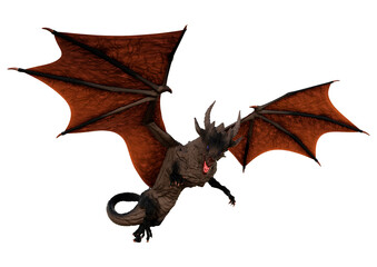 3D Rendering Fairy Tale Dragon on White