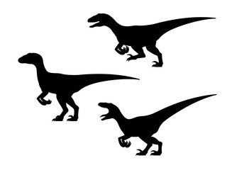 Velociraptor dinosaur silhouette set