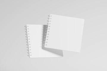 Square Spiral Notebook 3D Rendering White Blank Mockup