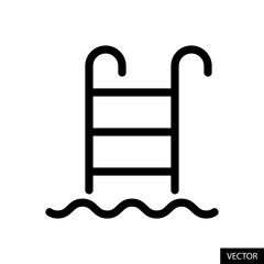 Swimming pool ladder, Swimming pool area vector icon in line style design for website, app, UI, isolated on white background. Editable stroke. Vector illustration.