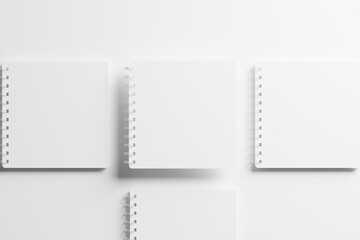 Square Spiral Notebook 3D Rendering White Blank Mockup