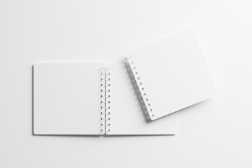 Square Spiral Notebook 3D Rendering White Blank Mockup