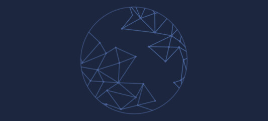 Vector line planet with network connections on the dark blue background