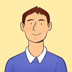 Businessman with a smile. Avatar illustration. Male character. Smiling man.