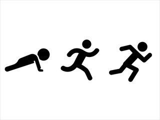art illustration sport icon logo design concept vector silhouette logotype isolated element symbol set of jogging run