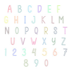 Elegant  and classic upper case letters, colorful fonts 
A-Z - abcd ... multi color Alphabets and numbers 