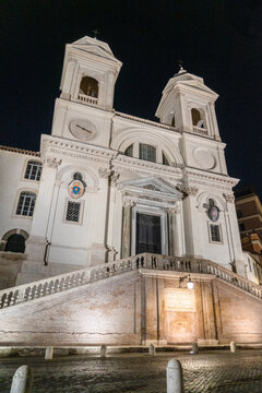 Architecture details in Rome at nighttime