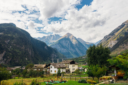 Typical beautiful mountain village in Val D'Aosta, Italy