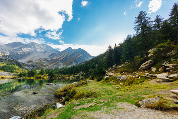 Fototapeta na wymiar Beautiful mountain view of Val D'Aosta countryside