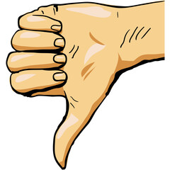 Thumbs down icon vector dislike hand cartoon