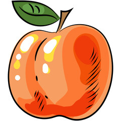 Peach vector illustration icon fruit isolated logo