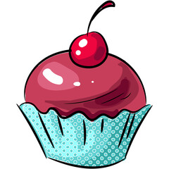 Vector cupcake with cherry berry and cream icon