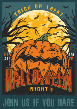 Halloween night vintage flyer colorful