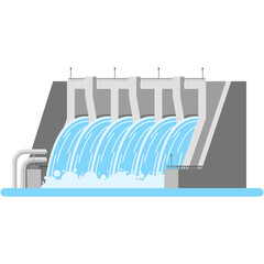 Hydroelectric dam water power station vector icon - obrazy, fototapety, plakaty
