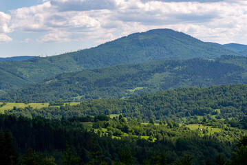 Góry, wzgórza, doliny, łąki i lasy w Beskidzie (1).