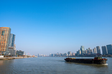 Huangpu River in the center of Shanghai, China