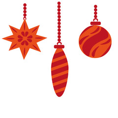 vector illustration red christmas balls with ribbon