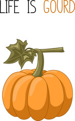 Autumn mood greeting card with cute pumpkin