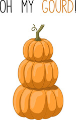 Autumn mood greeting card with stack of pumpkin