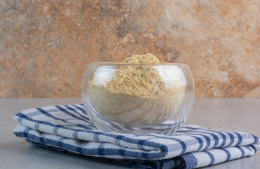 Blended sesame powder in a glass cup
