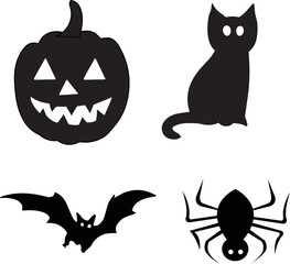 Halloween pumpkin bat cat spider