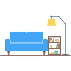 Living room with sofa design interior vector isolated